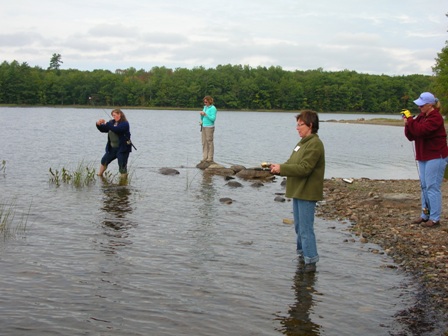 Women fishing from the beach